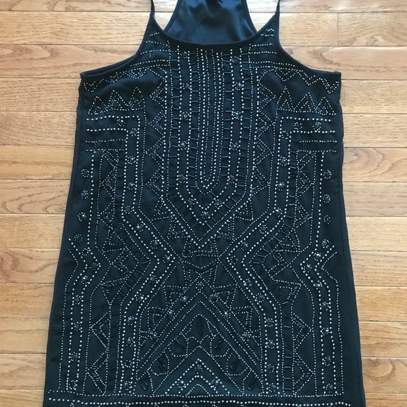 Black beaded sheath dress with spaghetti straps - Picture 5 of 9